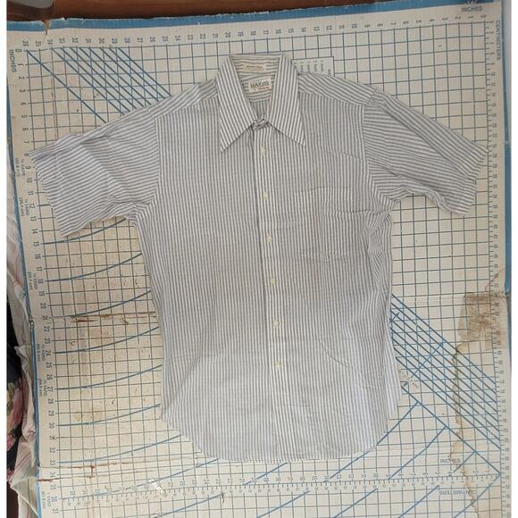 Hathaway Blue-White Striped Shirt—Perfect Layered or Workwear Smart 15.5 - Picture 5 of 14